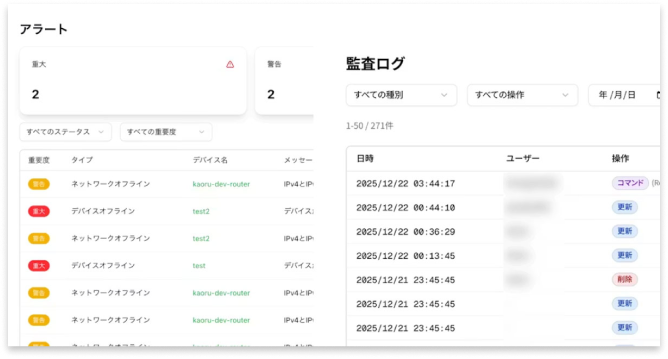 別経路のログとアラート